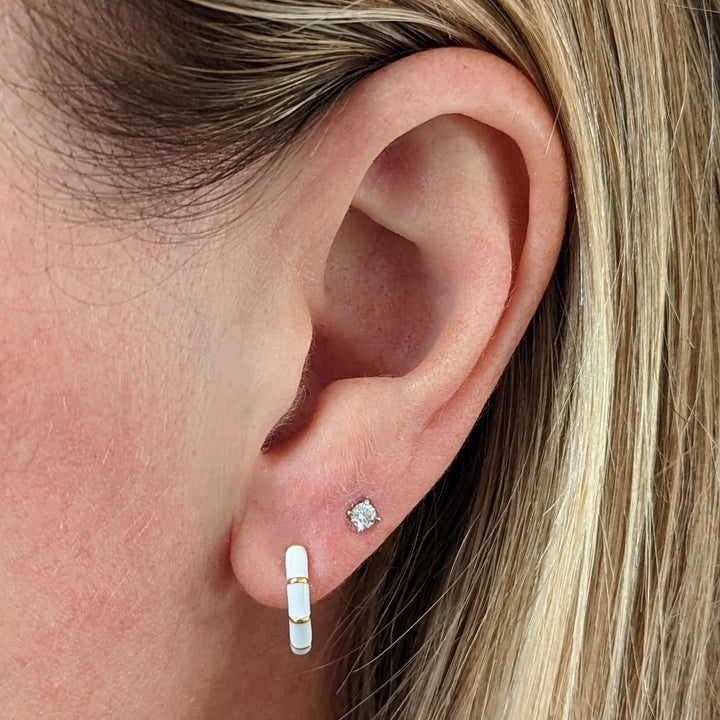 gold hexagon hoop earrings