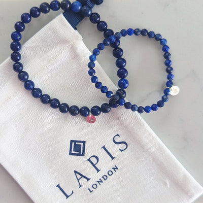 Lapis Lazuli Daddy & Me Bracelet Duo Set 