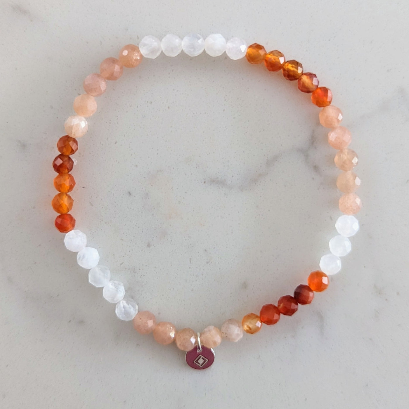moonstone, carnelian and sunstone gemstone bracelet
