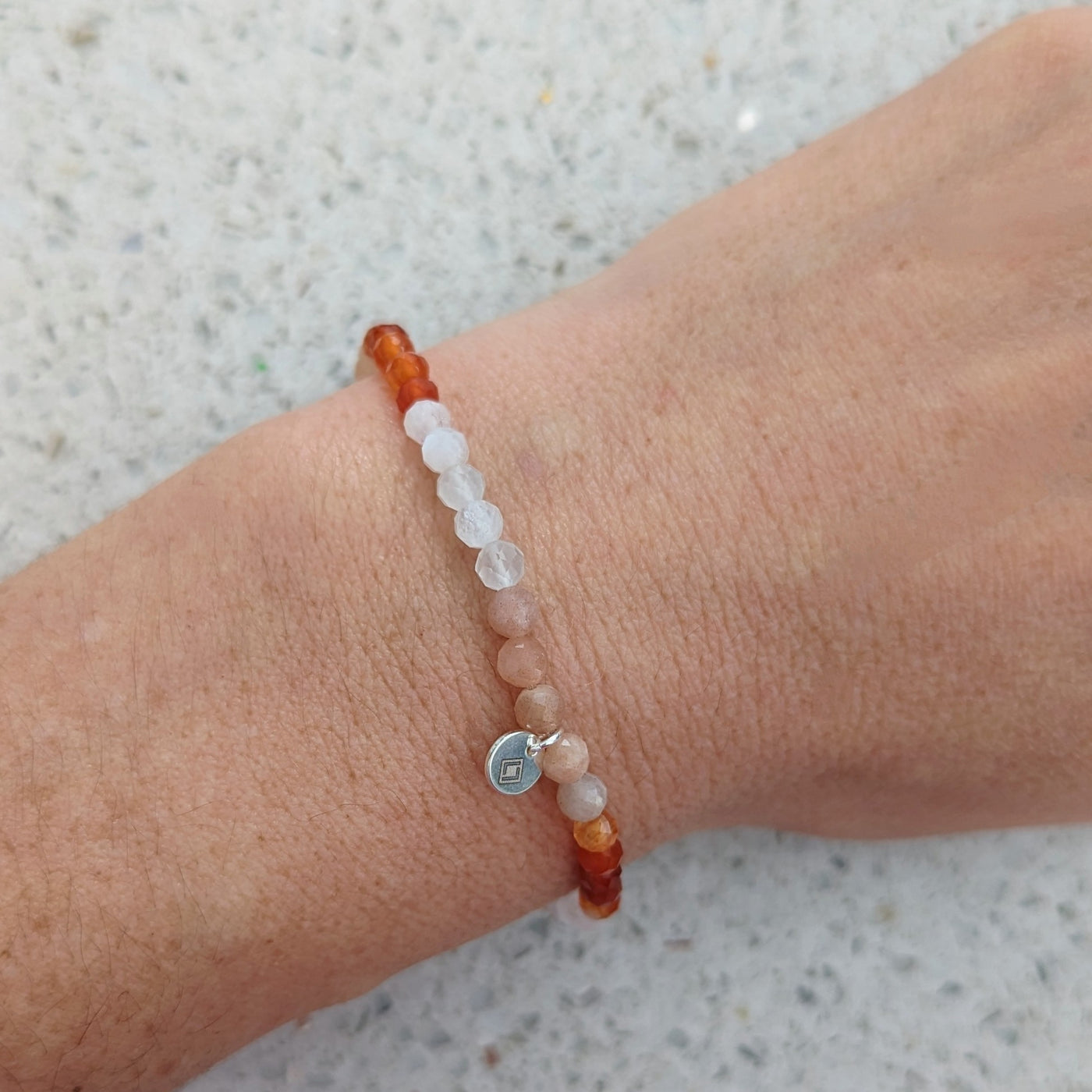 moonstone, carnelian and sunstone gemstone bracelet