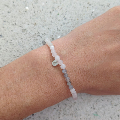 moonstone, rose quartz and labradorite gemstone bracelet