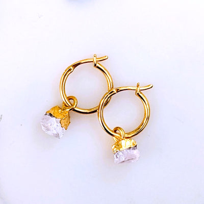 Rose Quartz gemstone hoop earrings