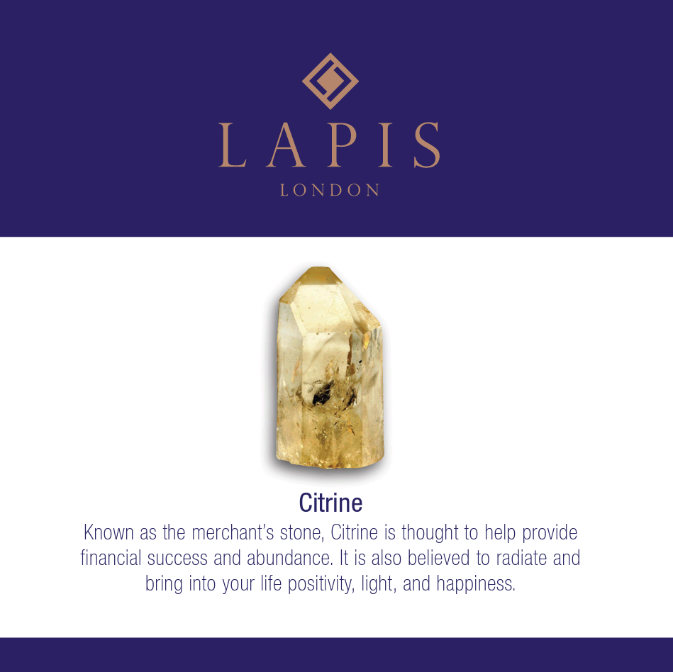 Lapis London Citrine gemstone meaning card