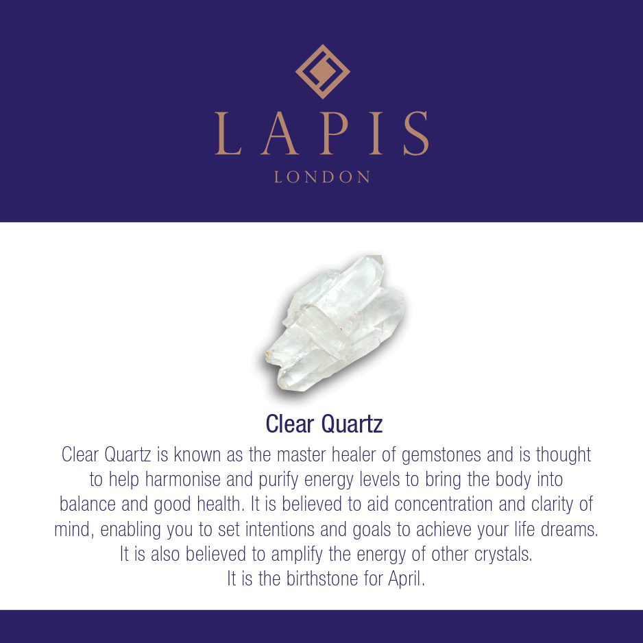 Lapis London Clear Quartz gemstone meaning card