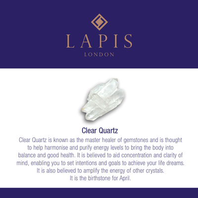 Lapis London Clear Quartz gemstone meaning card