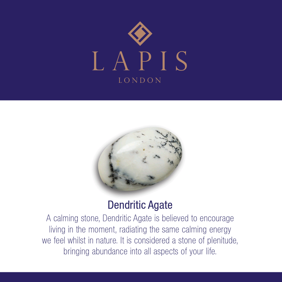 Lapis London dendritic agate gemstone meaning card