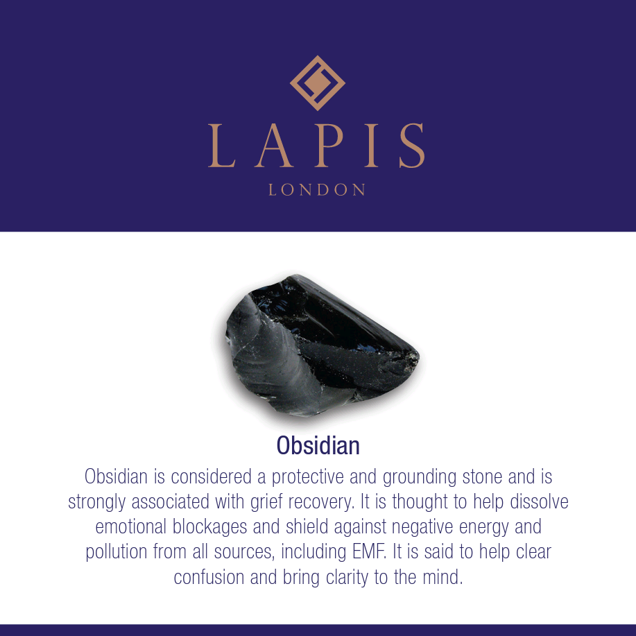 Lapis London Obsidian Gemstone meaning card
