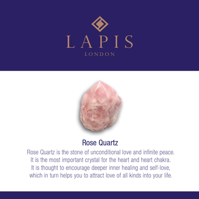Lapis London rose quartz gemstone meaning card