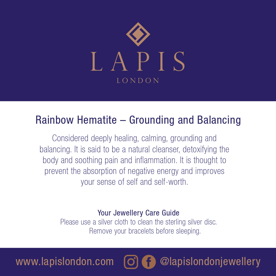 Lapis London rainbow hematite mummy and me gemstone bracelet set meaning card
