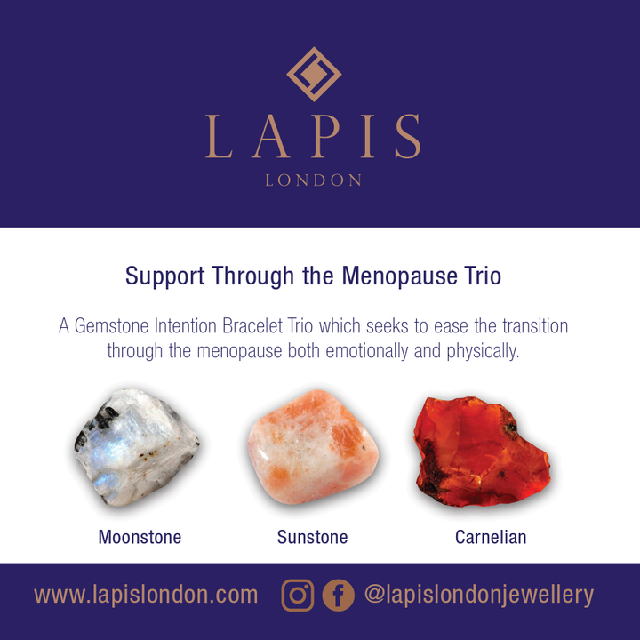 Lapis London Moonstone, Sunstone and Carnelian Gemstone Meaning Card