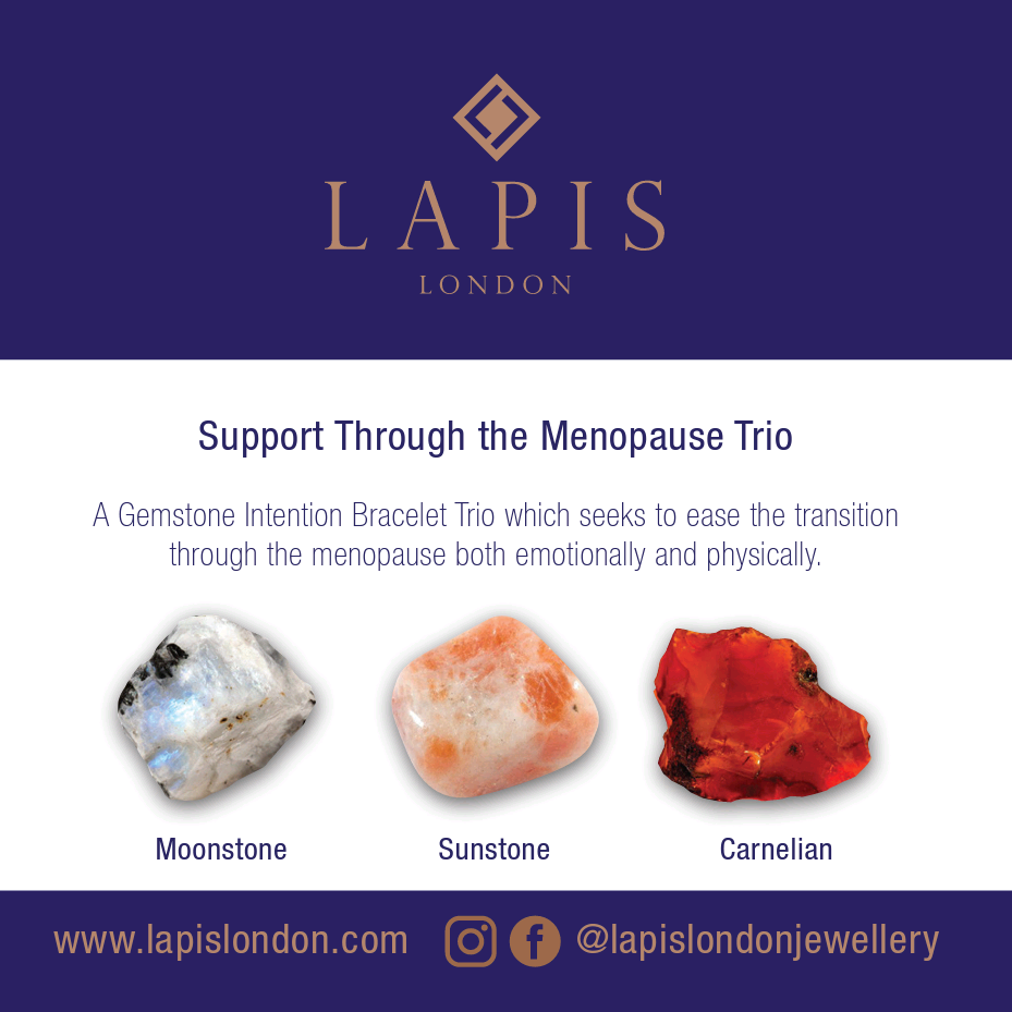 Lapis London Moonstone, Sunstone and Carnelian Gemstone Meaning Card