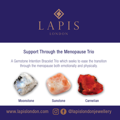 Lapis London Moonstone, Sunstone and Carnelian Gemstone Meaning Card