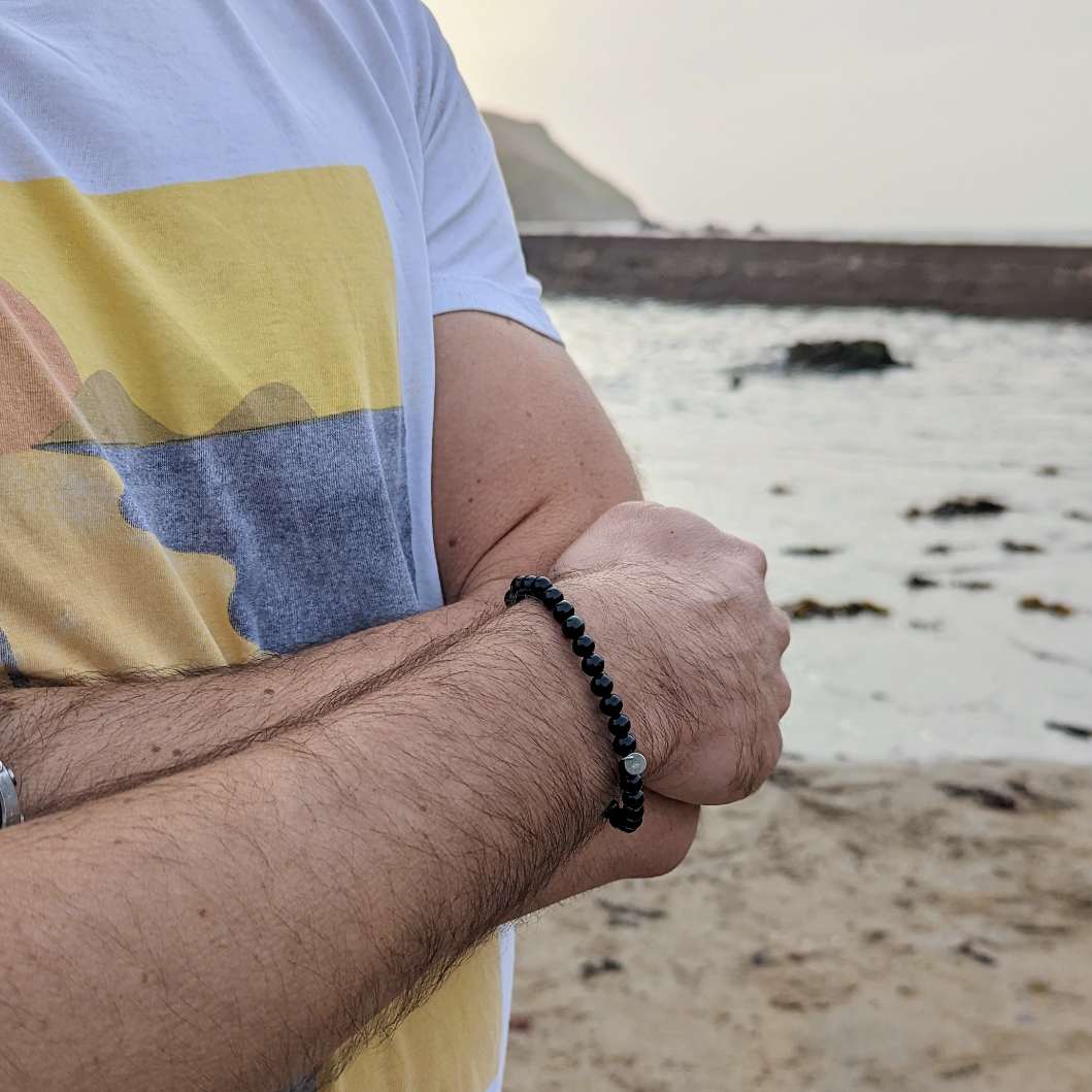 men's obsidian gemstone bracelet