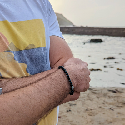 men's obsidian gemstone bracelet