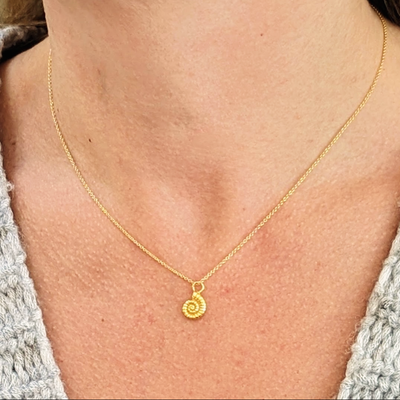Gold plated ammonite charm pendant necklace