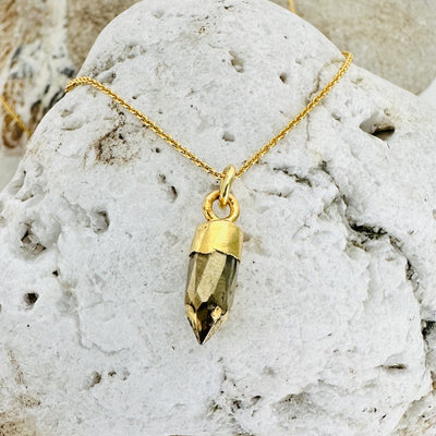 Gold plated pyrite spike gemstone necklace