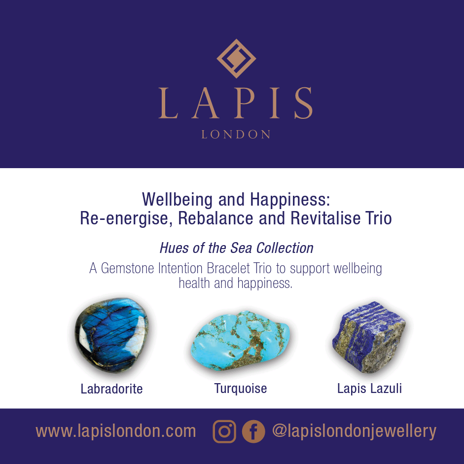 Lapis London labradorite, turquoise and lapis lazuli gemstone meaning card