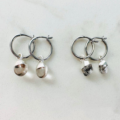Clear quartz and herkimer diamond gemstone earrings 