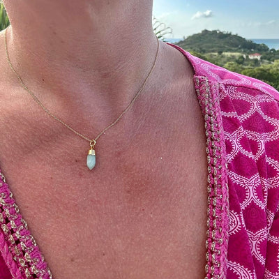 Amazonite gold plated gemstone spike necklace