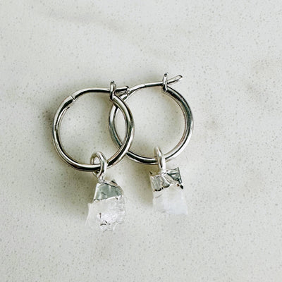 silver moonstone June birthstone earrings