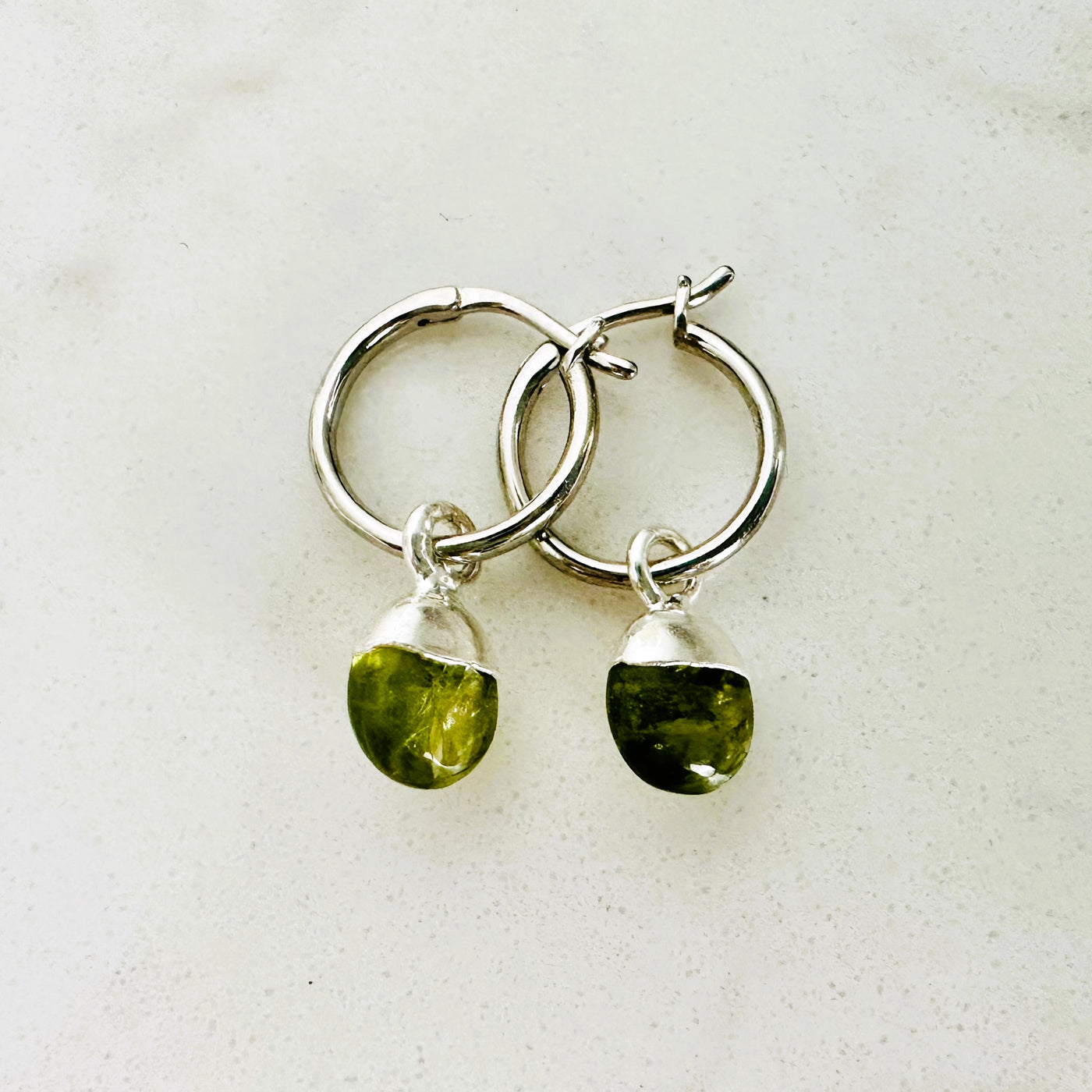 silver peridot august birthstone earrings