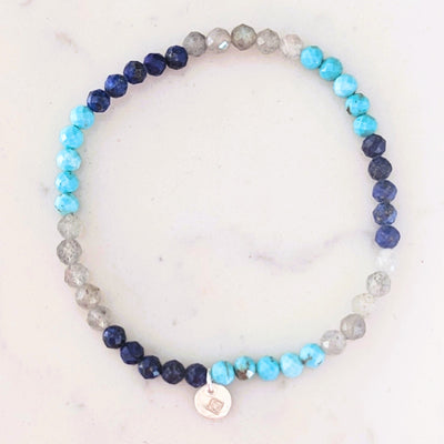 lapis lazuli, labradorite and turquoise gemstone bracelet